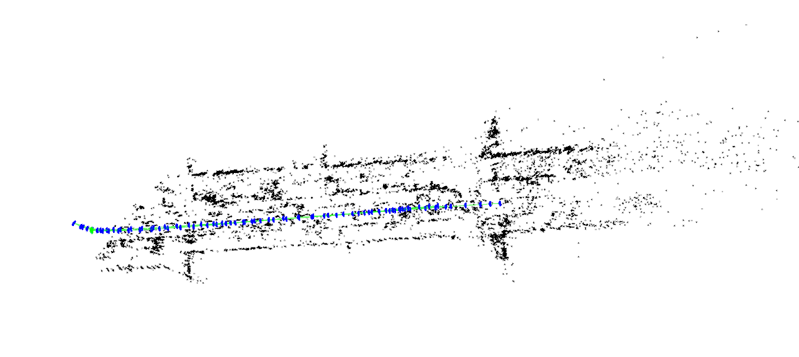 pointilism sketch of a road, with a blue line down the center