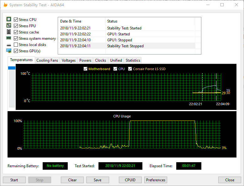 AIDA64的CPU、内存、GPU压力测试结果
